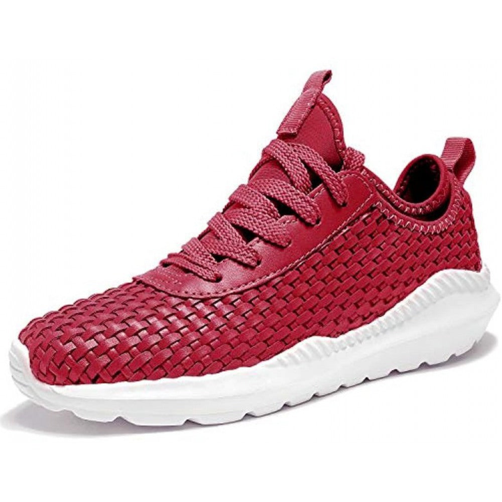 Casual Red Woven Slip-On Sneakers