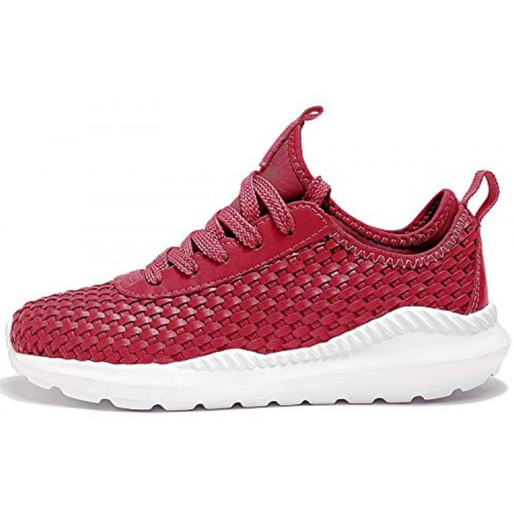 Casual Red Woven Slip-On Sneakers