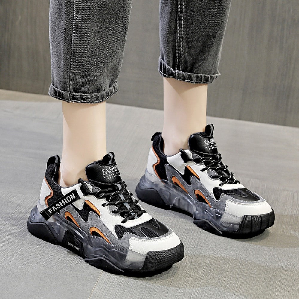 Women's Color Matching Thick-Soled Breathable Casual Sports Shoes